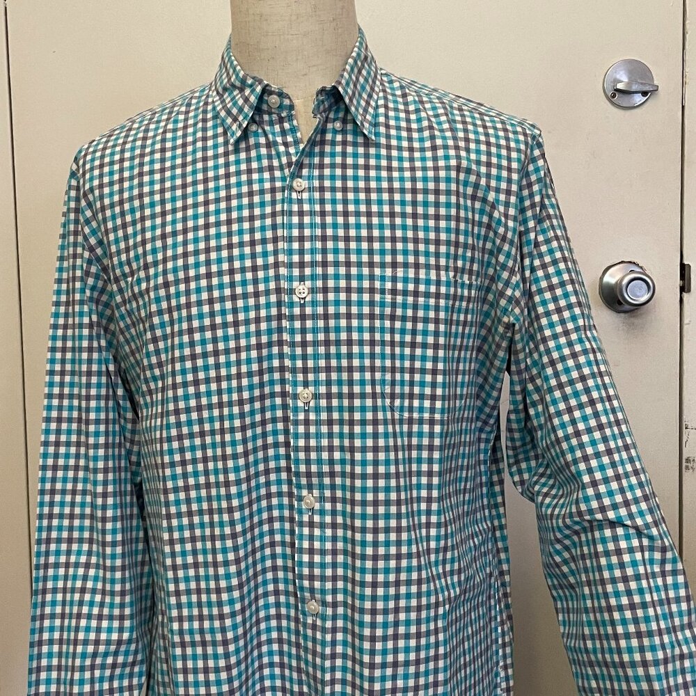 J. Crew Men’s L Ludlow Non-Iron Blue Check Plaid Long Sleeve Shirt – EUC
